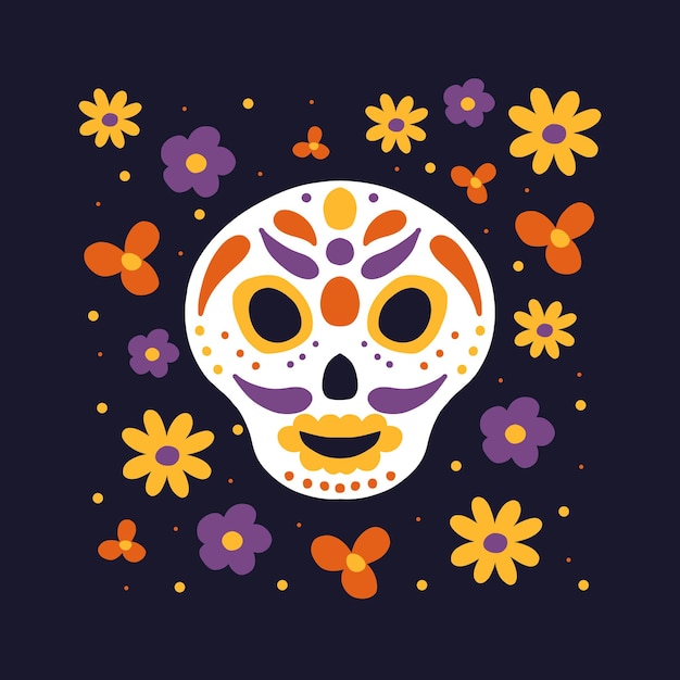 Dia de muertos El día de los Muertos Calavera con adornos para el día de los muertos Ilustración vectorial