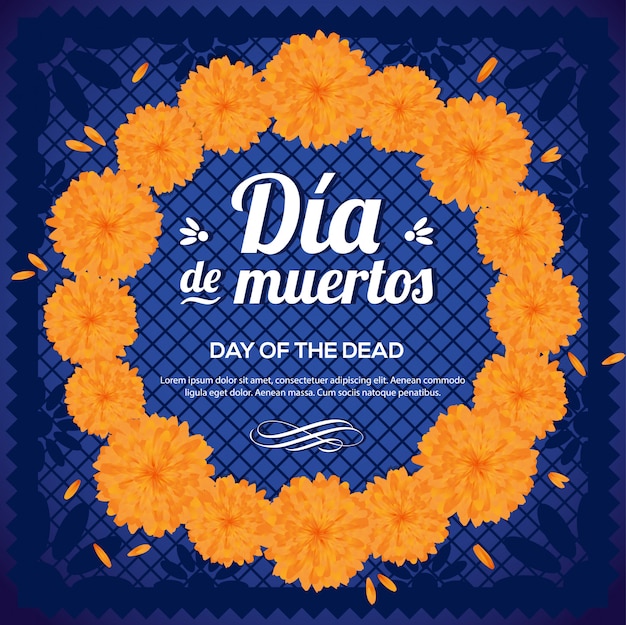 Día de Muertos (Día de los muertos) Corona de flores de caléndula