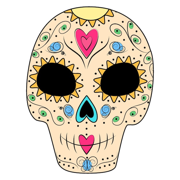 Día de Muertos Dia de los muertos México Calavera de Azúcar sobre un fondo transparente Ícono de Etiqueta
