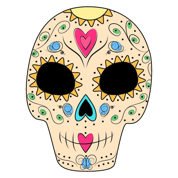 Día de muertos dia de los muertos méxico calavera de azúcar sobre un fondo transparente ícono de etiqueta