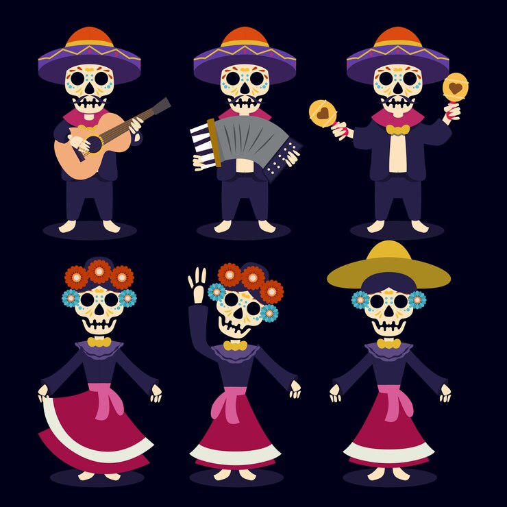 Vector dia de los muertos, dia de los muertos mexico skull mascot design illustration