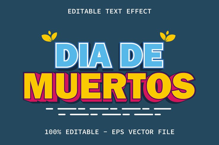 Vector dia de muertos con efecto de texto editable de estilo moderno