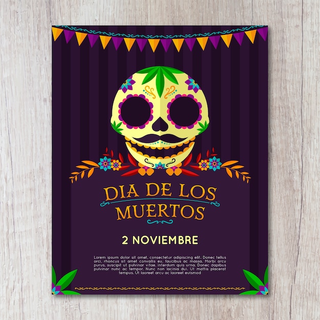 Vector día de los muertos en estilo plano