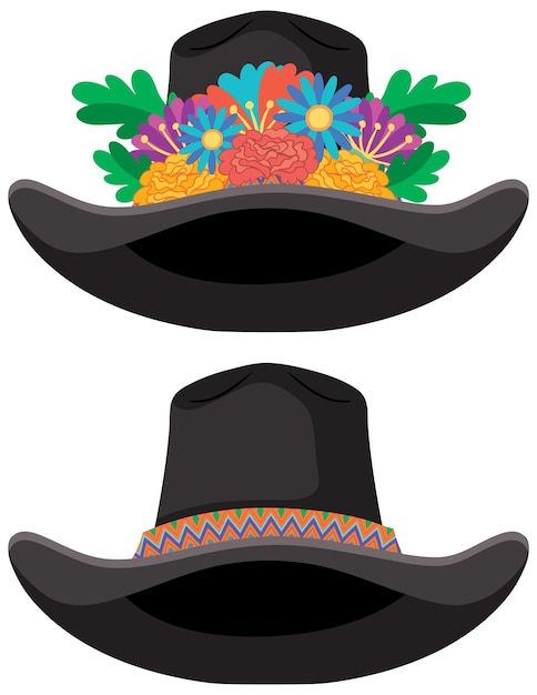 Vector dia de muertos con sombrero mexicano