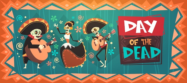 Vector día de muertos tradicional mexicana halloween día de los muertos fiesta fiesta decoración banner invitación