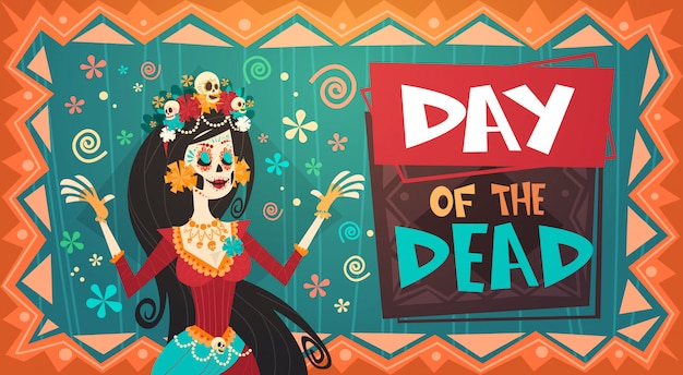 Día de muertos tradicional mexicana halloween día de los muertos fiesta fiesta decoración banner invitación