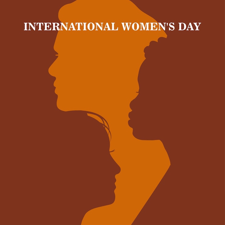 Día de la mujer 8 de marzo Silueta de mujer Mes de la historia de la mujer