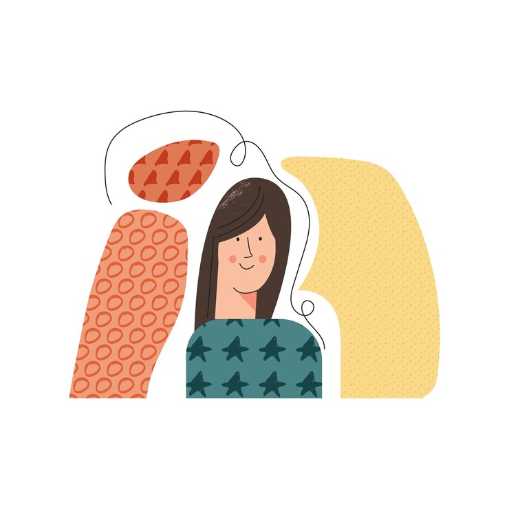 Vector día de la mujer ilustración vectorial plana estética abstracta minimalista moderna con personaje femenino. formas y elementos dibujados a mano. estilo boho, colores brillantes y textura, aislado sobre fondo blanco.