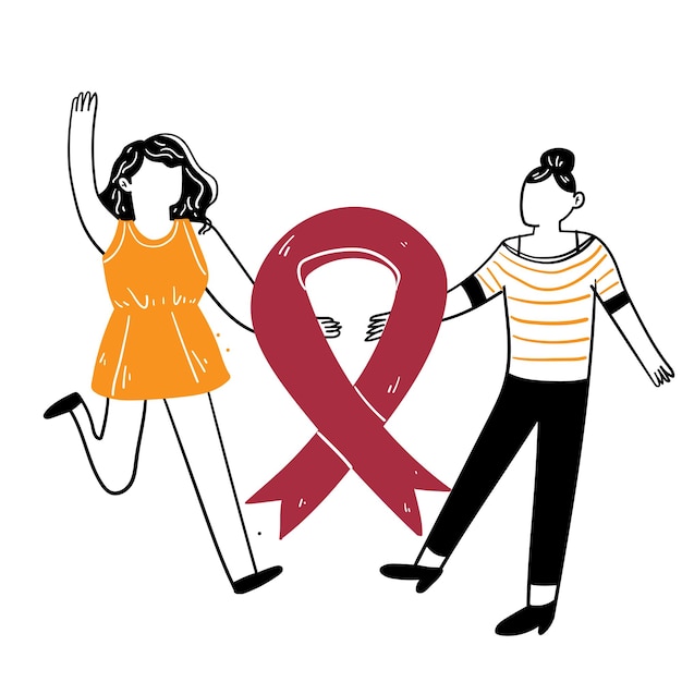 Vector día mundial de la acción contra el sida dibujo a mano alzada ilustración vectorial
