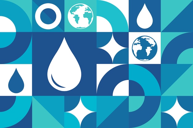 Día mundial del agua 22 de marzo patrón geométrico sin costuras plantilla para cartel de cartel de bandera de fondo ilustración vectorial eps10