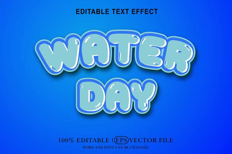 Vector día mundial del agua 3d efecto de texto editable 3d estilo eps vector