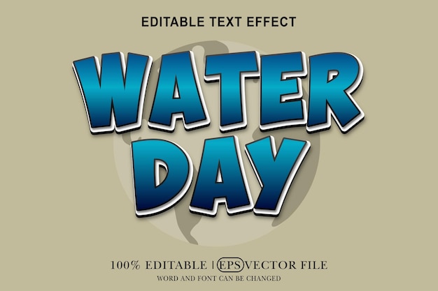Día Mundial del Agua 3D Efecto de texto Editable 3D Estilo eps vector
