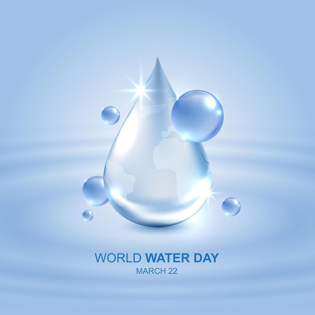 El Día Mundial del Agua acelera el cambio y cada gota importa El concepto de ahorro de agua y protección del medio ambiente mundial Ahorre agua energía renovable limpia Agua para la paz Diseño vectorial