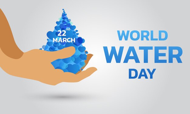 Vector el día mundial del agua consiste en el fondo de la tarjeta de vallas publicitarias para el día mundial del agua para conservar el agua