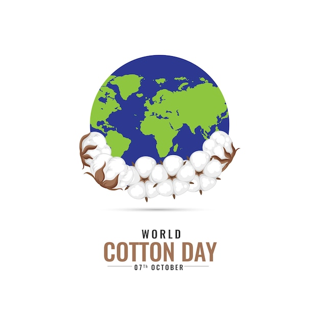 Día Mundial del algodón Logotipo aislado diseño de concepto creativo diseño de fondo de algodón Día Mundial del Algodón