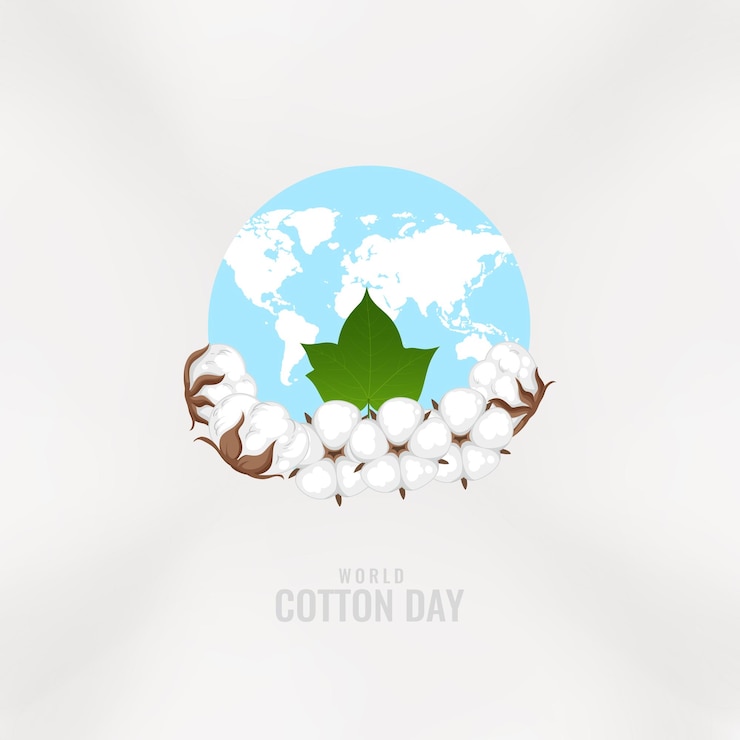 Vector día mundial del algodón logotipo aislado diseño de concepto creativo diseño de fondo de algodón día mundial del algodón