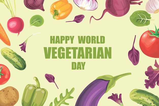 Día mundial de la alimentación Día vegetariano Concepto del día vegano Vista superior de verduras frescas frutas