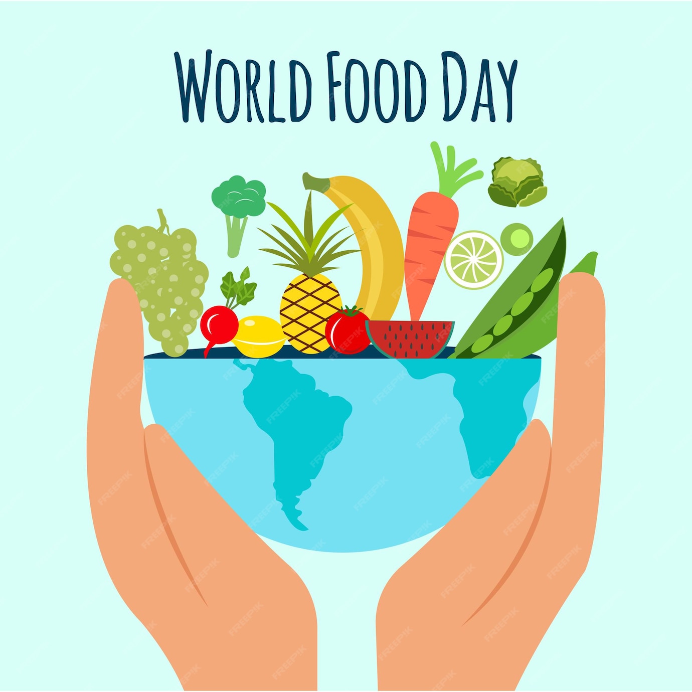 Día mundial de la alimentación vector e ilustración Vector Premium
