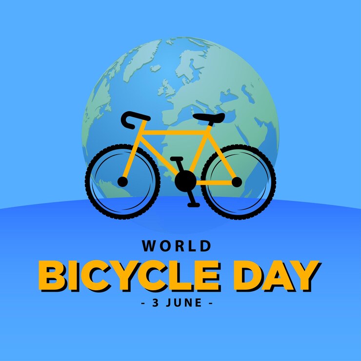 Día Mundial de la Bicicleta el 3 de marzo con mapas de la tierra y bicicletas