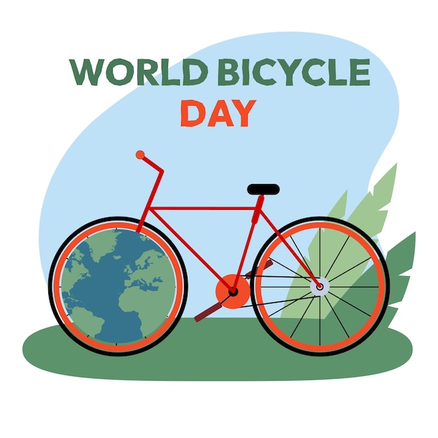 Día Mundial de la Bicicleta Concepto de transporte ecológico ideal para la sostenibilidad de los materiales promocionales