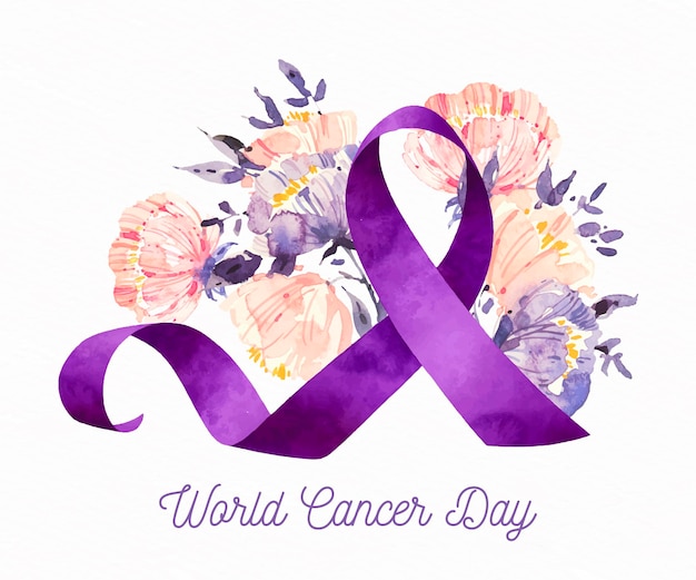 Día mundial del cáncer en acuarela