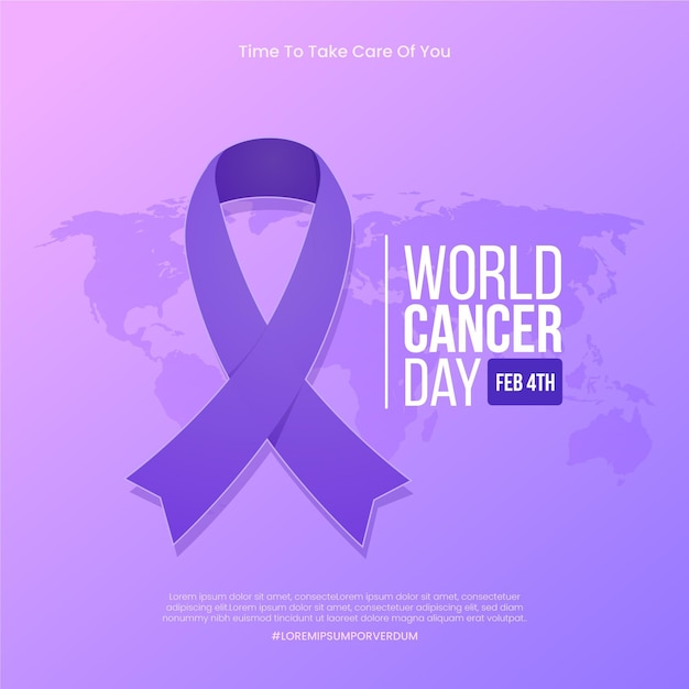 Vector día mundial del cáncer en diseño plano