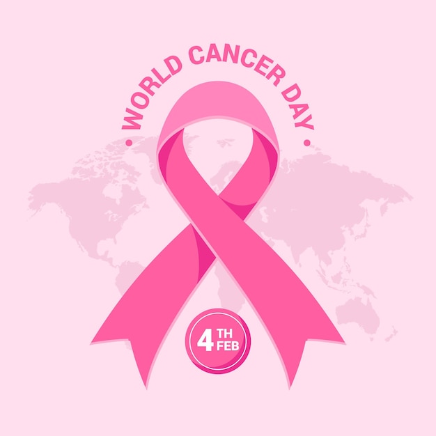 Vector día mundial del cáncer en diseño plano
