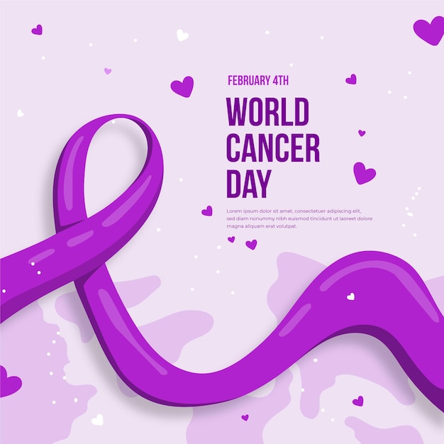 Vector día mundial del cáncer en diseño plano