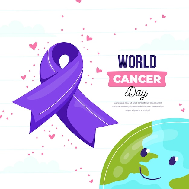 Vector día mundial del cáncer en diseño plano