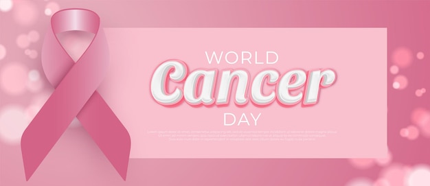 Día mundial del cáncer de fondo realista con efecto de texto editable en el fondo