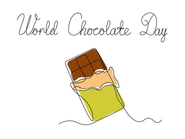 Día Mundial del Chocolate Abstracto envuelto en chocolate Logotipo continuo de una sola línea de arte dibujo a mano boceto