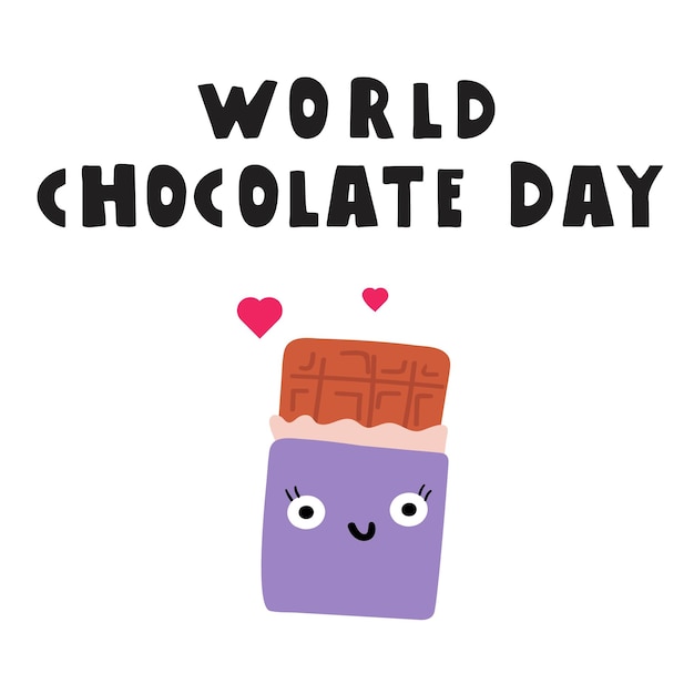 Día Mundial del Chocolate Un personaje encantador Ilustración vectorial sobre fondo blanco