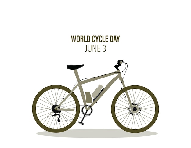 Día mundial del ciclo 3 de junio ilustración vectorial bicicleta colorida