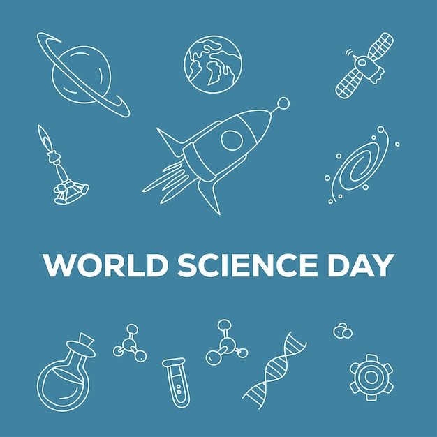 Día Mundial de la Ciencia Arte de la línea