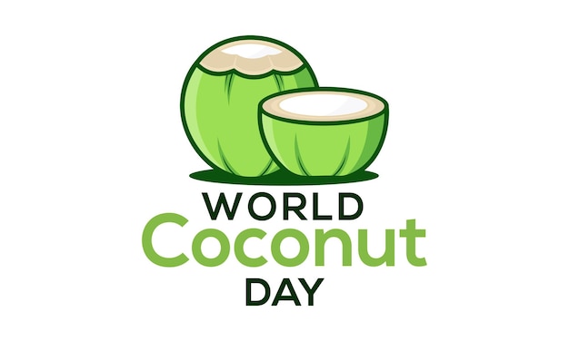 Día Mundial del Coco Celebración del Día Mundial del Coco diseño plano diseño de volante pegatina de coco