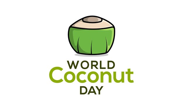 Día Mundial del Coco Celebración del Día Mundial del Coco diseño plano diseño de volante pegatina de coco