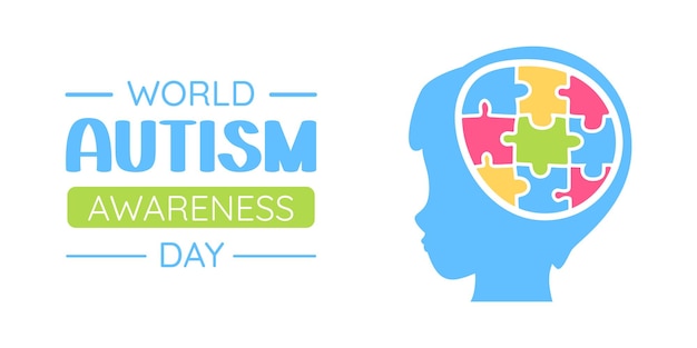 Día Mundial de la Concienciación sobre el Autismo Ilustración de una pancarta plana vectorial