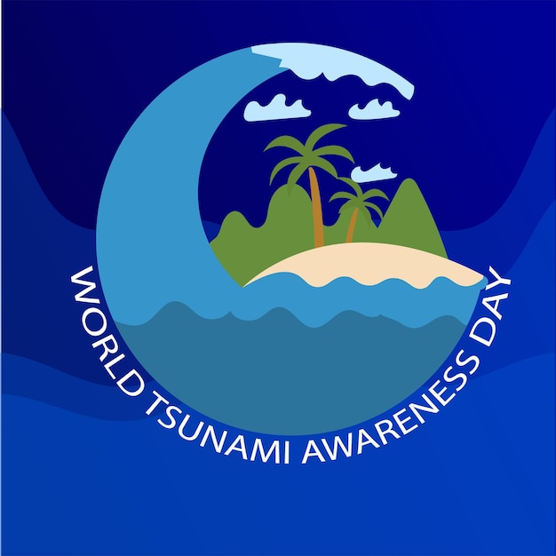 Vector día mundial de concienciación sobre el tsunami ilustración dibujada a mano creativo