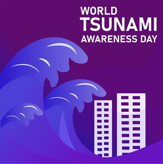 Vector día mundial de concienciación sobre el tsunami ilustración dibujada a mano creativo