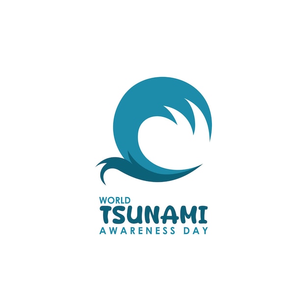 Día Mundial de Concienciación sobre los Tsunamis un diseño simple con un icono de ola azul