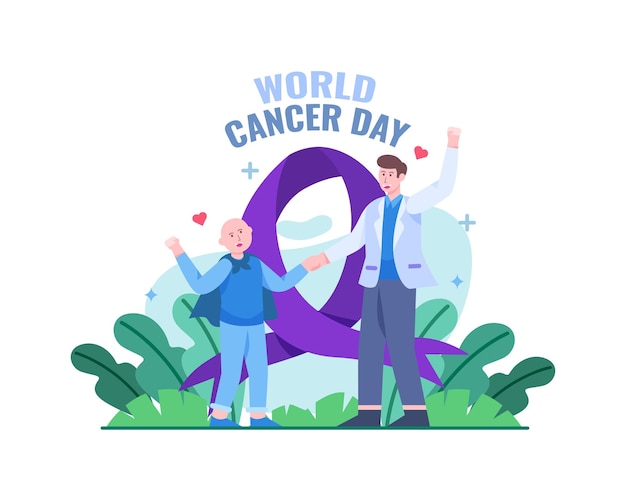 Día mundial contra el cáncer con estilo de ilustración plana