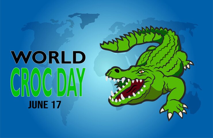 Día Mundial del Crocodilo el 17 de junio Ilustración vectorial