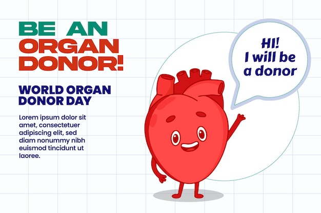 Día Mundial de la Donación de Órganos con Riñones Corazón Pulmones Ojos o Hígado para Trasplante Salvando Vidas