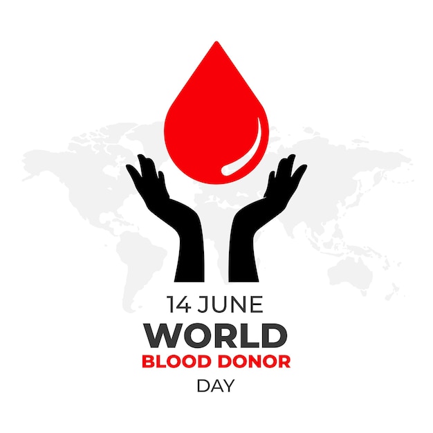 Vector día mundial del donante de sangre 14 de junio concepto anual de concientización sobre la salud para la tarjeta de afiches