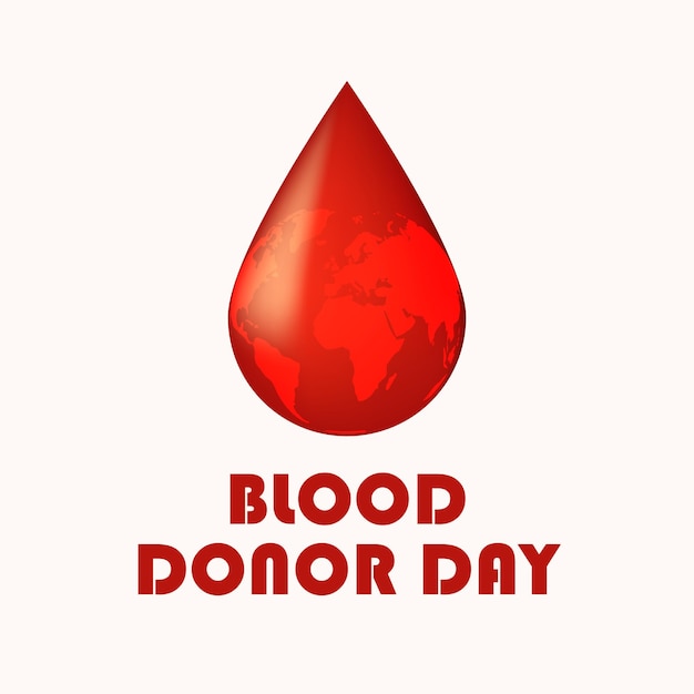 Día mundial del donante de sangre corazón y gota de sangre con cartel de concepto de línea de latidos