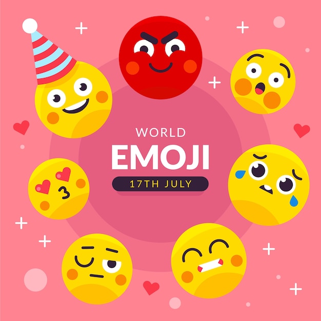 Día mundial del emoji plano