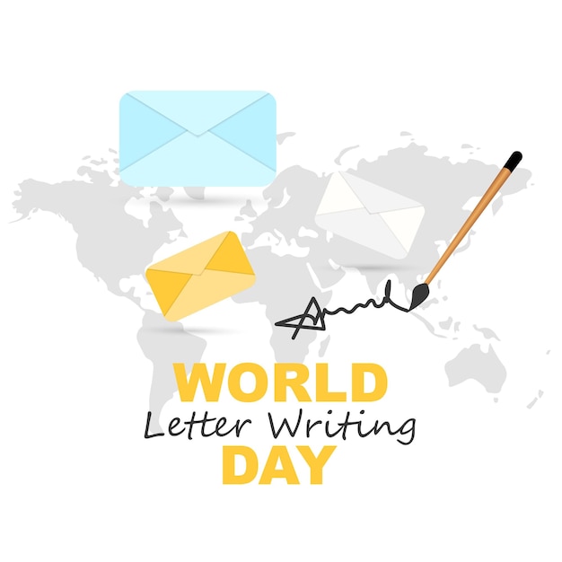 Día mundial de escritura de cartas el 1 de septiembre Diseño de saludo de celebración del día mundial de escritura de cartas