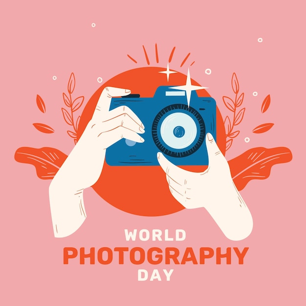 Día mundial de la fotografía con cámara.