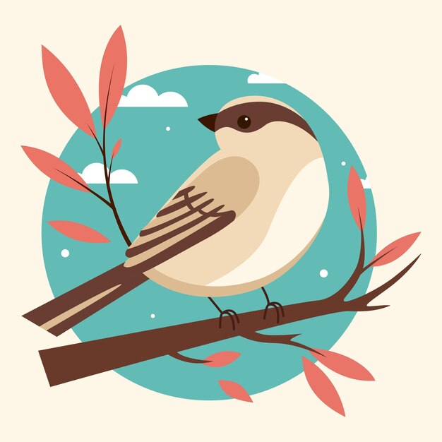 Vector el día mundial del gorrión ¡hola, póster de primavera! un lindo pájaro dibujado a mano ilustración vectorial xa