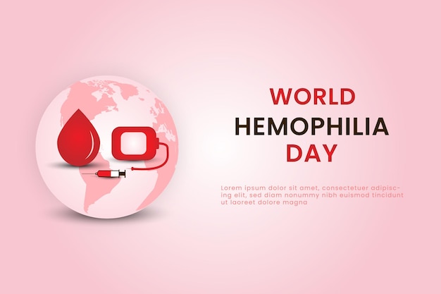 Día mundial de la hemofilia con ilustración de sangre roja y diseño de fondo de póster